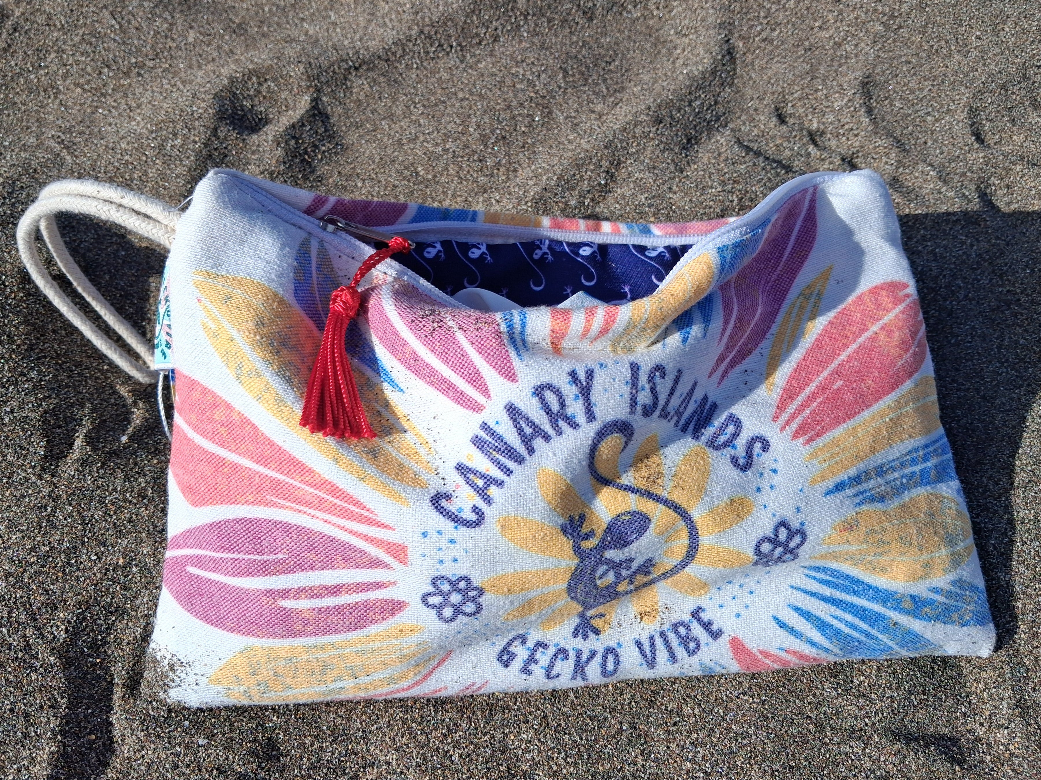 Neceser cosmético doble - Teguise Market (forrada y con borlas)